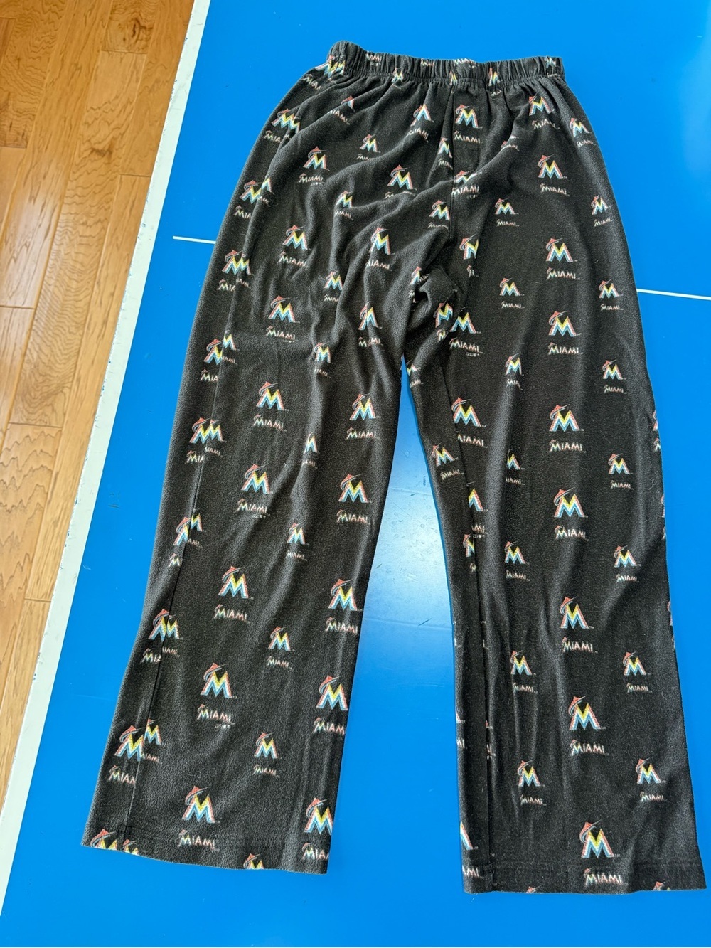 Kids Black Miami Marlins Logo Pajama Pants. Good Condition. Size 14/16